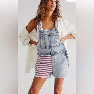 Free People Americana Denim Short-Alls Romper
